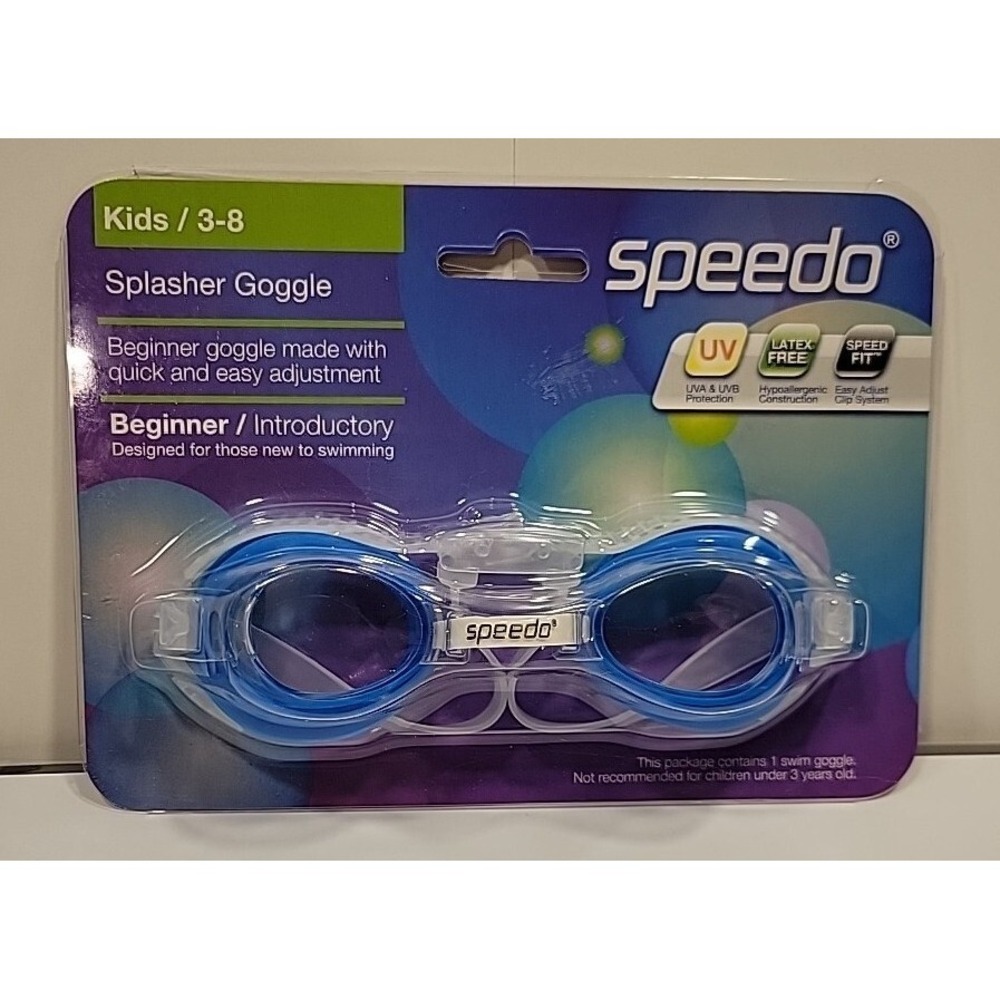 Speedo Splasher Goggles Age 3-8 Beginner Blue/white